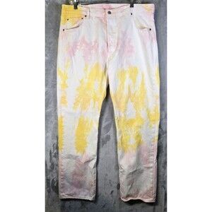 Levi’s 501 Denim Jeans 36x30 Straight Leg 93 Pink Yellow Tie Dye Hippie